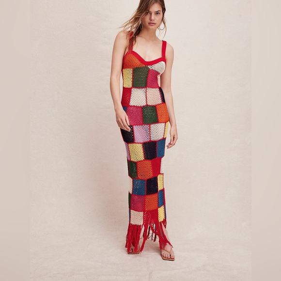 XS, NWT, Carolina K, Vera Crochet Dress, multicolor, Maxi length, 100% Cotton - Picture 5 of 15